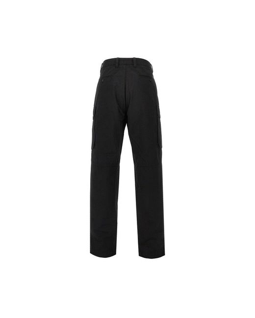 C P Company Black Cotton Loose Fit Cargo Pants for men