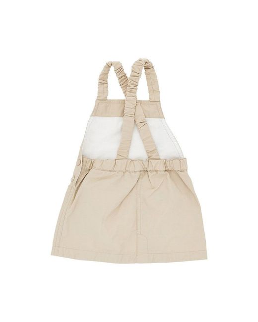 Moncler Natural Cotton-Blend Mini Dress With Logo Kids
