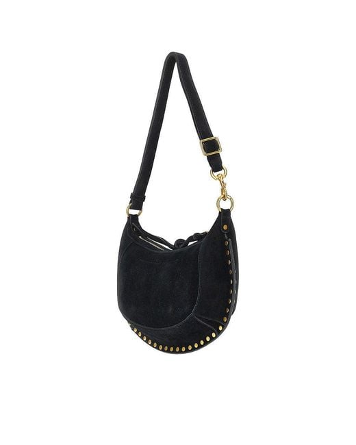 Isabel Marant Black Suede Leather Oskan Moon Bag