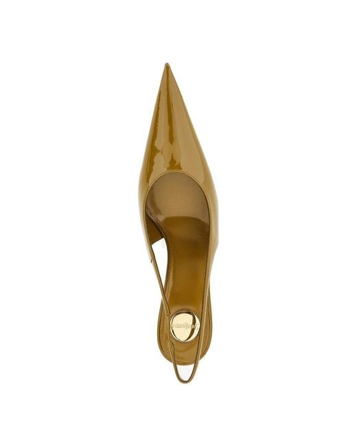 Saint Laurent Metallic 'Guermantes' Patent Leather Slingback Pumps