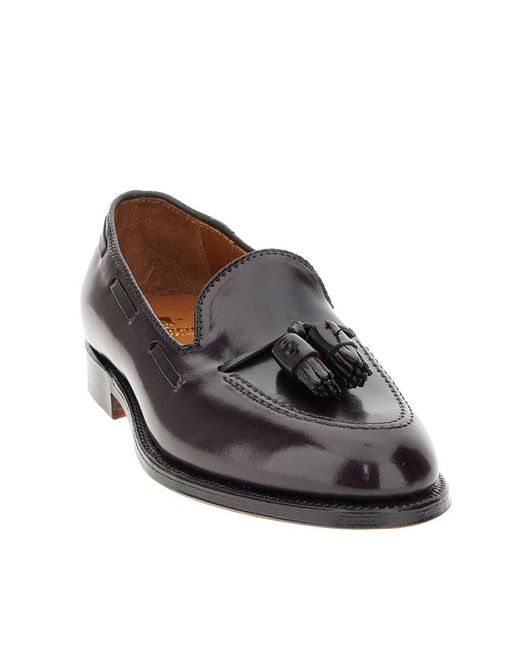 Alden Black Spazzolato Leather Loafers With Tassels for men