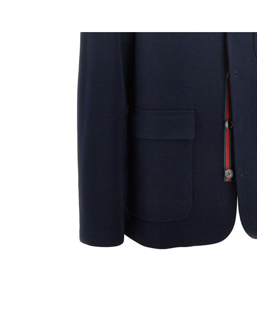 Gucci Blue Cotton Jersey Single-Breasted Jacket for men