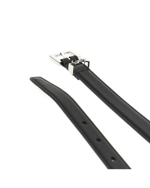 Saint Laurent Black Ysl Detail Leather Belt