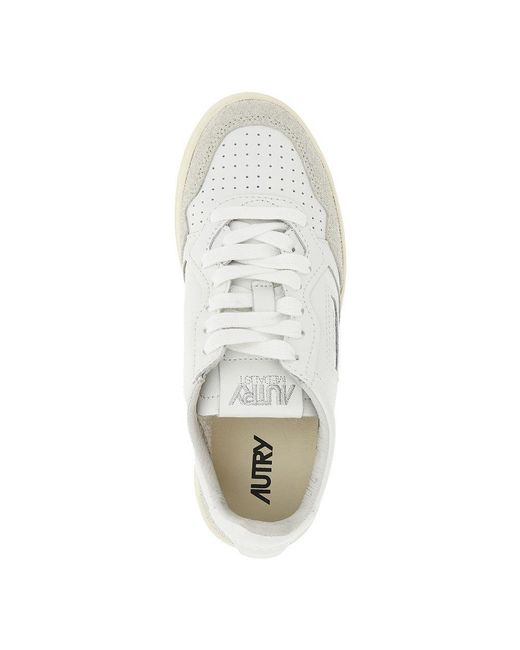 Autry White Suede And Leather Medalist Low Sneakers