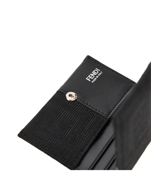Fendi Black Ff Jacquard Bi-Fold Card Holder for men