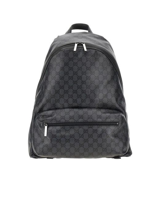 Gucci Gray Gg Coated Fabric Medium Backpack for men