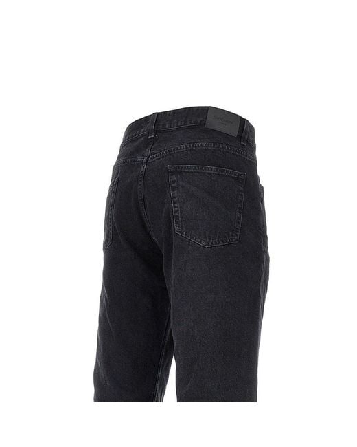 Saint Laurent Black Tapered Leg Relaxed Fit Jeans for men