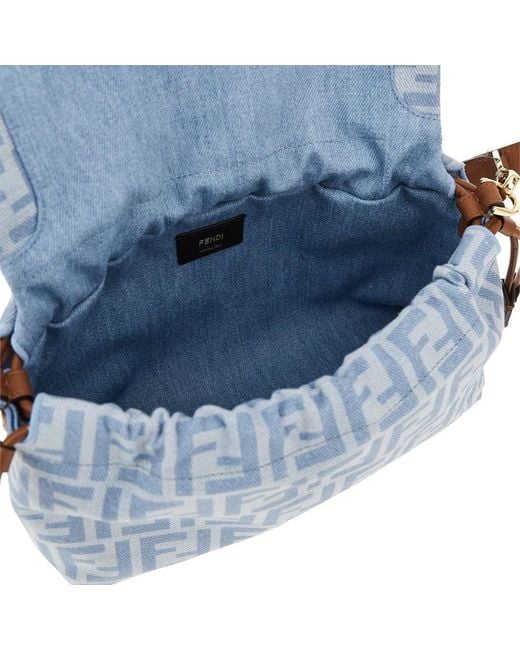 Fendi Blue Ff Denim Medium 'Mamma Baguette' Bag