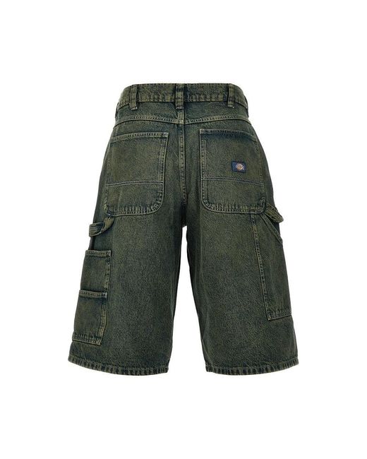 Dickies Green Loose Denim Painter Shorts for men