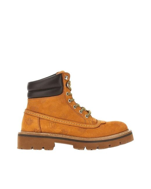DSquared² Brown 'D2 Monogram' Nubuck Leather Boots for men