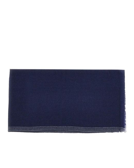 Brunello Cucinelli Blue Cashmere And Wool Scarf for men