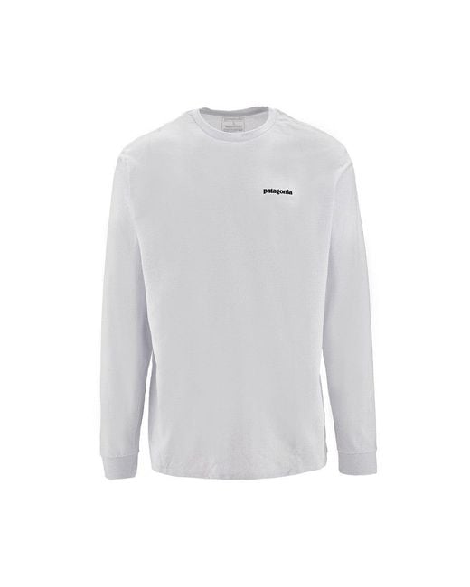 Patagonia White 'P-6 Logo' Long-Sleeved T-Shirt for men