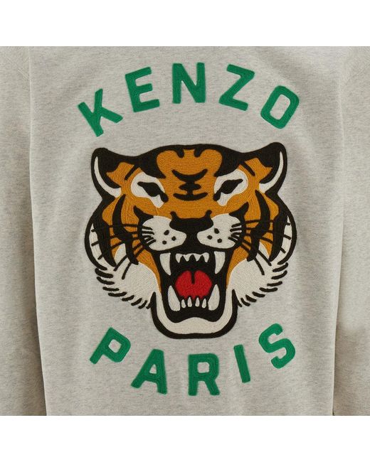 KENZO Gray 'Lucky Tiger' Embroidery Crewneck Sweatshirt for men