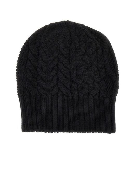Emporio Armani Black Knitted Beanie Hat With Logo Label
