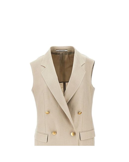 Tagliatore Natural Linen Double-Breasted Tailored Vest