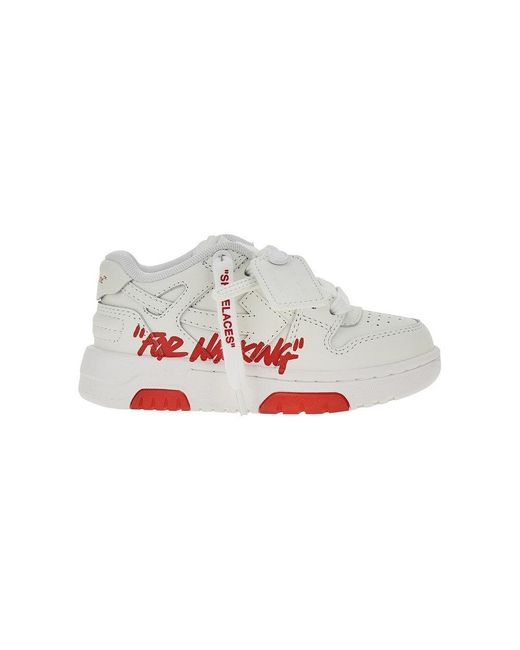 Off-White c/o Virgil Abloh Gray 'For Walking' Out Of Office Leather Sneakers Kids