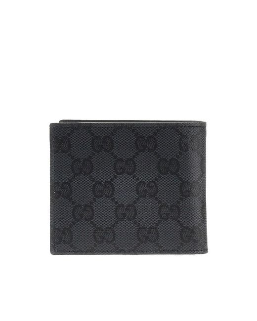 Gucci Black Bi-Fold Wallet With Lacquered Gg Detail for men