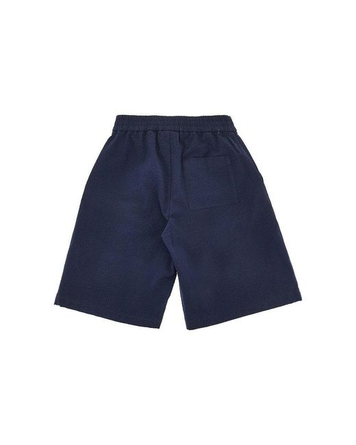 Fendi Blue Seersucker Bermuda Shorts With Logo Kids 12 for men