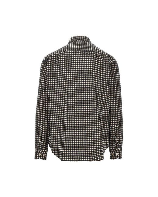 Emporio Armani Gray Flannel Shirt With Check Motif for men