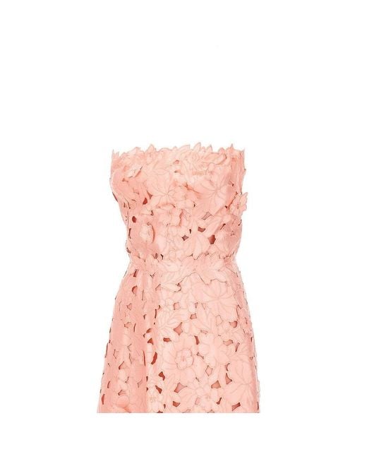 Costarellos Pink 'Norina' Lace Midi Dress