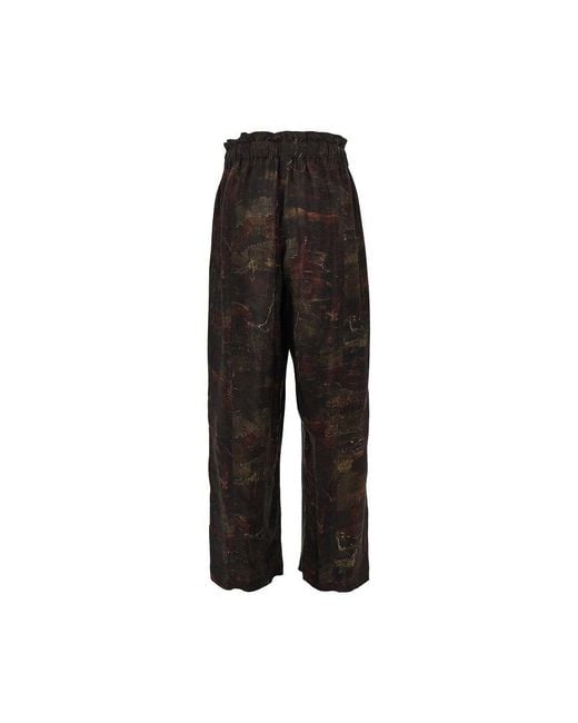 Emporio Armani Black Printed Cupro Twill Pants for men
