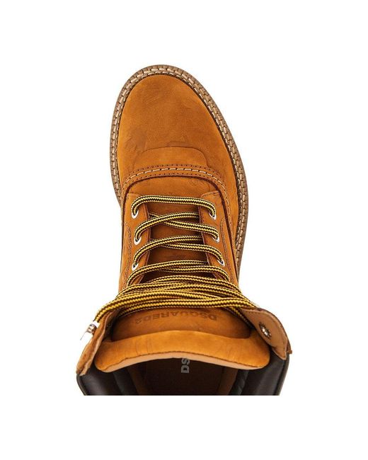 DSquared² Brown 'D2 Monogram' Nubuck Leather Boots for men