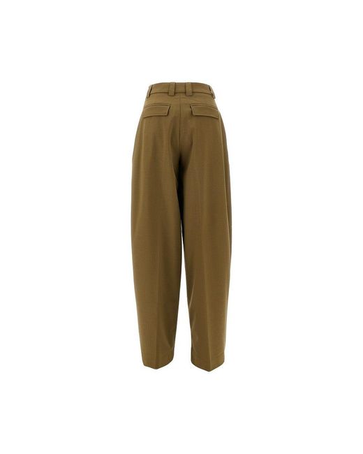 THE LATEST Green Gabardine Tapered Pants With Dart