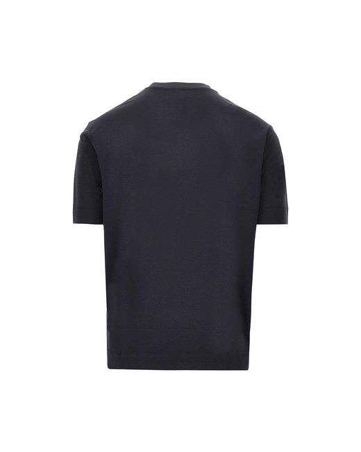 Emporio Armani Blue Jersey T-Shirt With Logo Print for men
