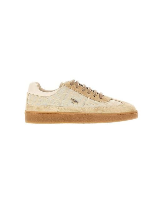 Fendi Natural Ff Fabric And Suede Leather Sneakers Kids for men