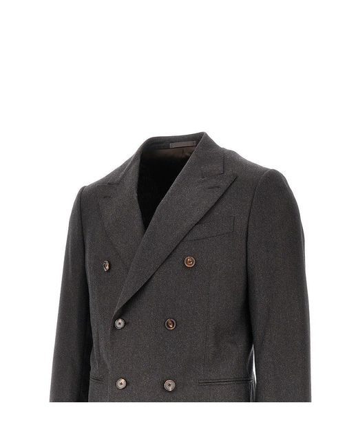 Caruso Black Wool Double-Breasted 'Norma' Suit for men
