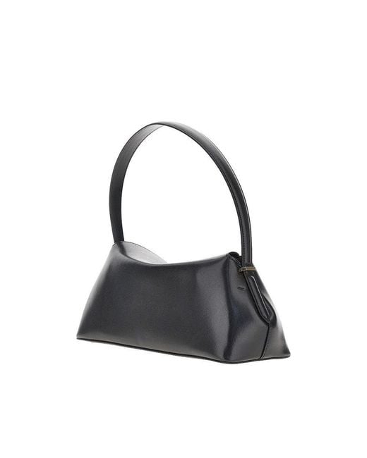 Totême Black Leather T-Lock Shoulder Bag