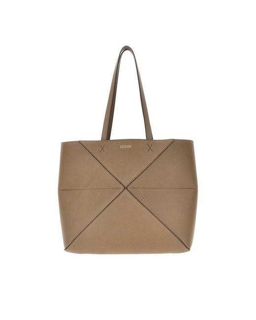 Tote Bag Puzzle Fold Horizontal Media Donna di Loewe in Natural