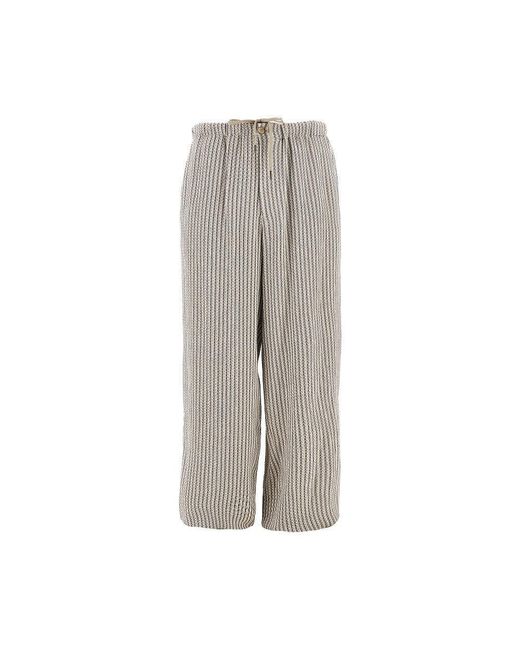 Emporio Armani Gray Jacquard Viscose Loose Pants for men