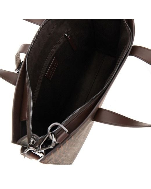 Emporio Armani Brown Croco-Embossed Leather Briefcase for men