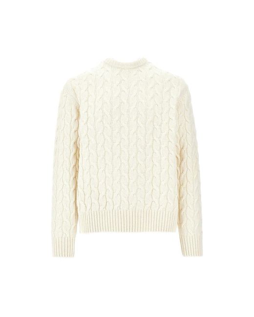 Pullover A Trecce Con Stampa Logo Uomo di Arte' in White da Uomo