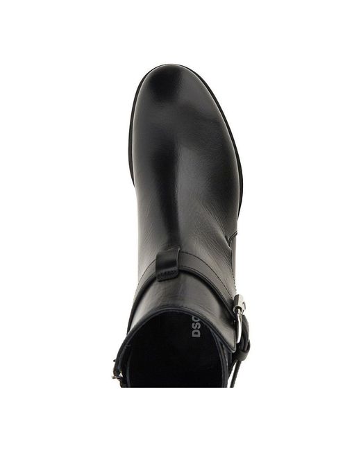 DSquared² Black Leather Boots With Debossed Logo for men