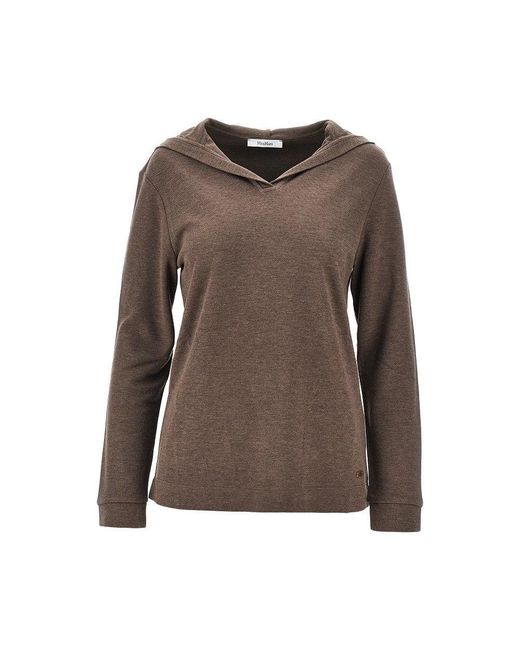 Max Mara Brown Silk-Blend Hoodie