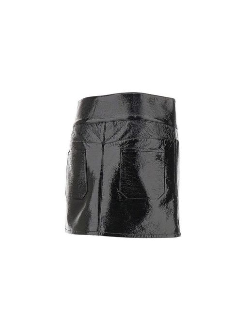 Courreges Black Belted Vinyl Mini Skirt