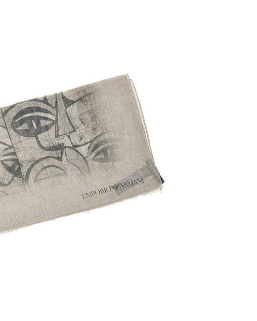 Emporio Armani Metallic Linen-Blend Scarf With Jacquard Motif for men