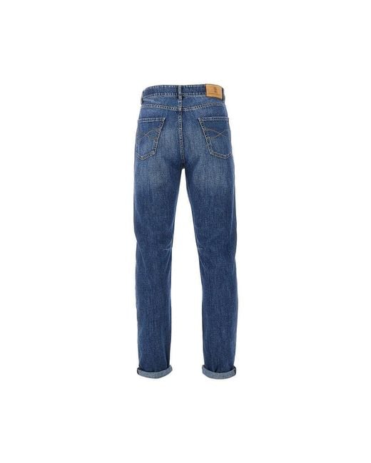 Brunello Cucinelli Blue Denim Five-Pocket Pants for men
