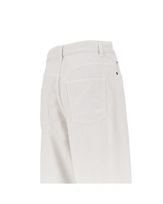 Phoebe Philo White Cotton Drill Drop Jeans