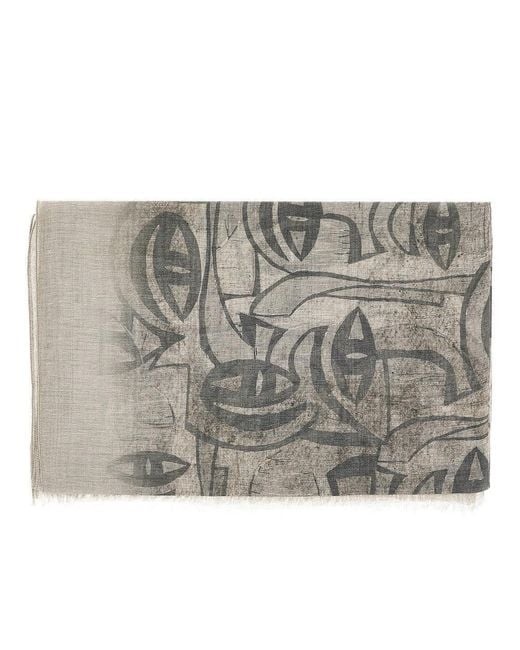 Emporio Armani Metallic Linen-Blend Scarf With Jacquard Motif for men