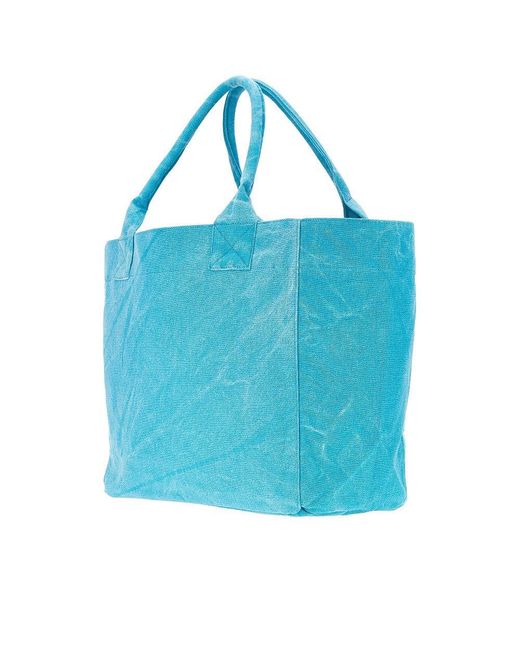 Ganni Blue Shopping Bag With Banana Print