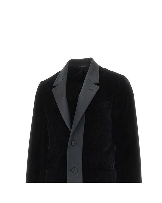 Fendi Black Single-Breasted Velvet Jacket for men