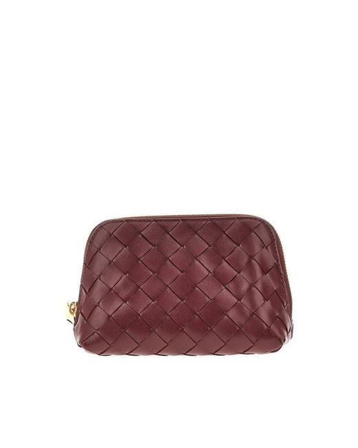 Bottega Veneta Red Intrecciato Leather Pouch