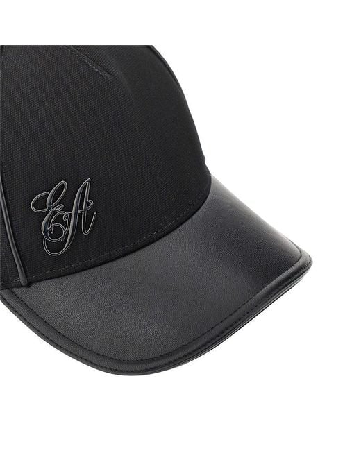 Emporio Armani Black Canvas Baseball Cap With Ea Logo