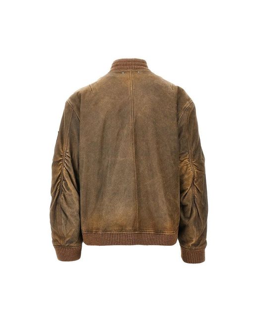Golden Goose Deluxe Brand Brown Vintage-Effect Leather Bomber Jacket for men