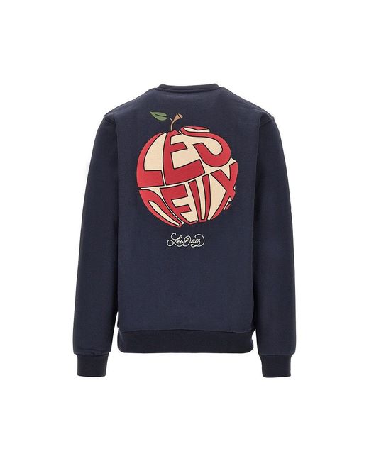 Les Deux Blue Cotton Sweatshirt With Logo Print for men