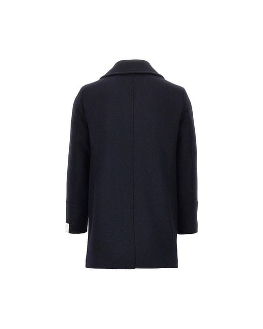 BRERAS Milano Blue Wool-Blend Double-Breasted Peacoat for men