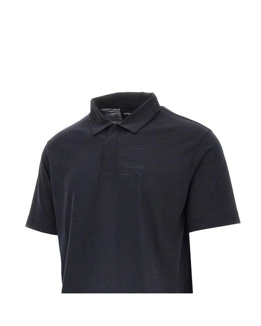 Emporio Armani Blue Wool Jersey Polo Shirt for men